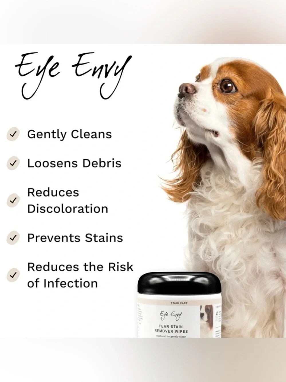 Eye Envy Tear Stain Wipes for Dogs 60 Count Gently Cleans Loosen Debris EXP 4/29